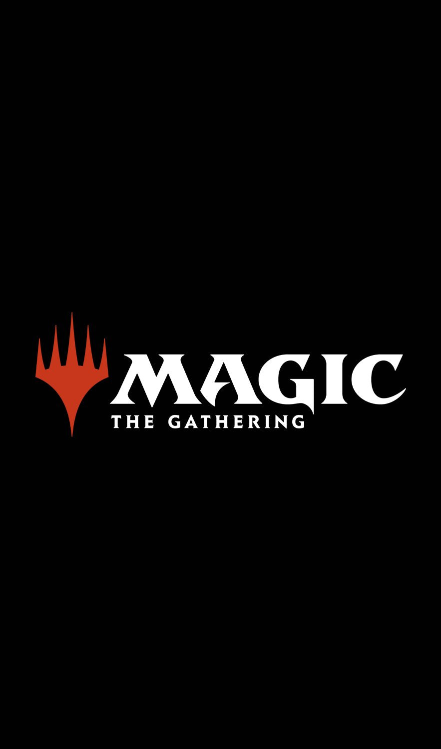 Magic: The Gathering Kollektion – Offizielles Logo mit rotem Planeswalker-Symbol auf schwarzem Hintergrund.